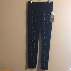 Hottopic Black Front Laceup Ponte Leggings